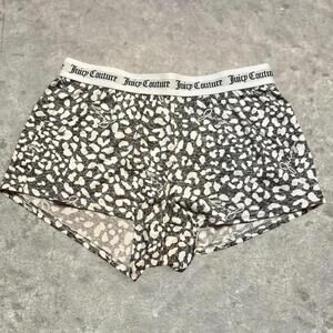 Juicy Couture y2k velour cheetah print booty shorts sz small grey white